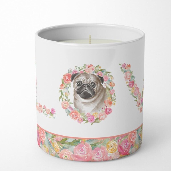 Carolines Treasures 3.75 x 3.25 in. Unisex Pug No.6 Love 10 oz Decorative Soy Candle WDK4468CDL - main